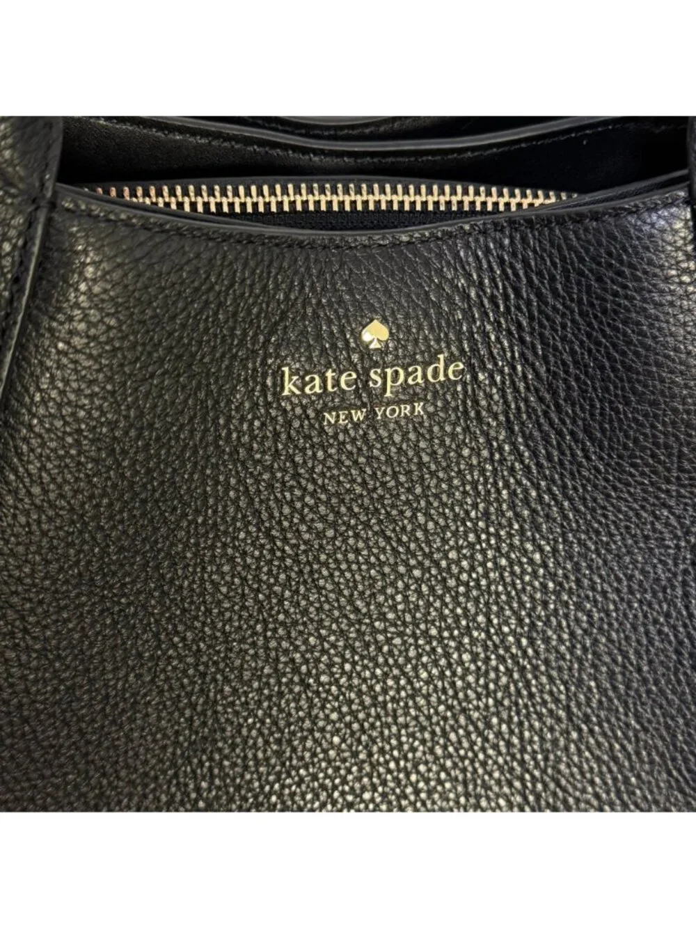Kate Spade Black Pebbled Leather Satchel Bag With Adjustable Crossbody Strap